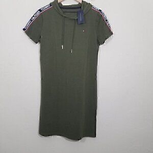 NWT Tommy Hilfiger Shorts Sleeve Hoodie Dress Green Size S